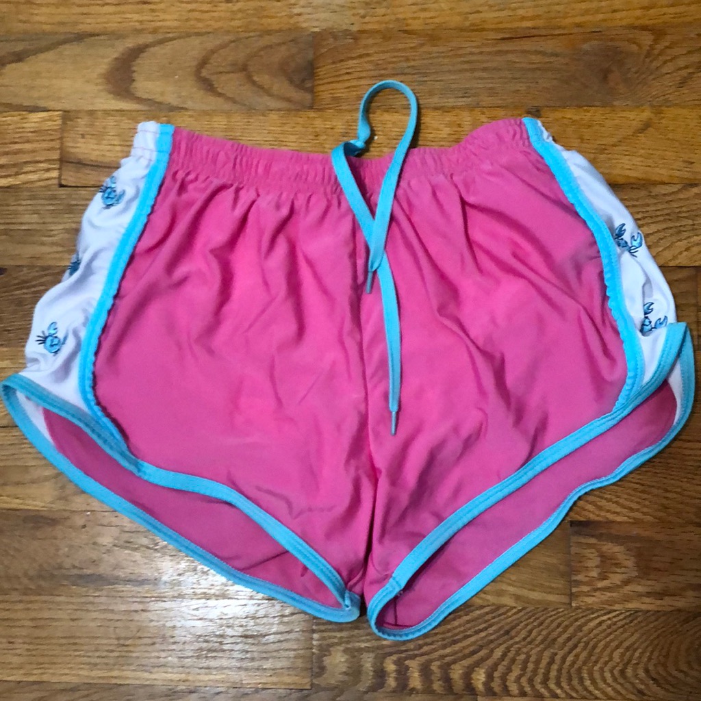 Pink Drawstring Lined Swim Shorts With Crab Detail